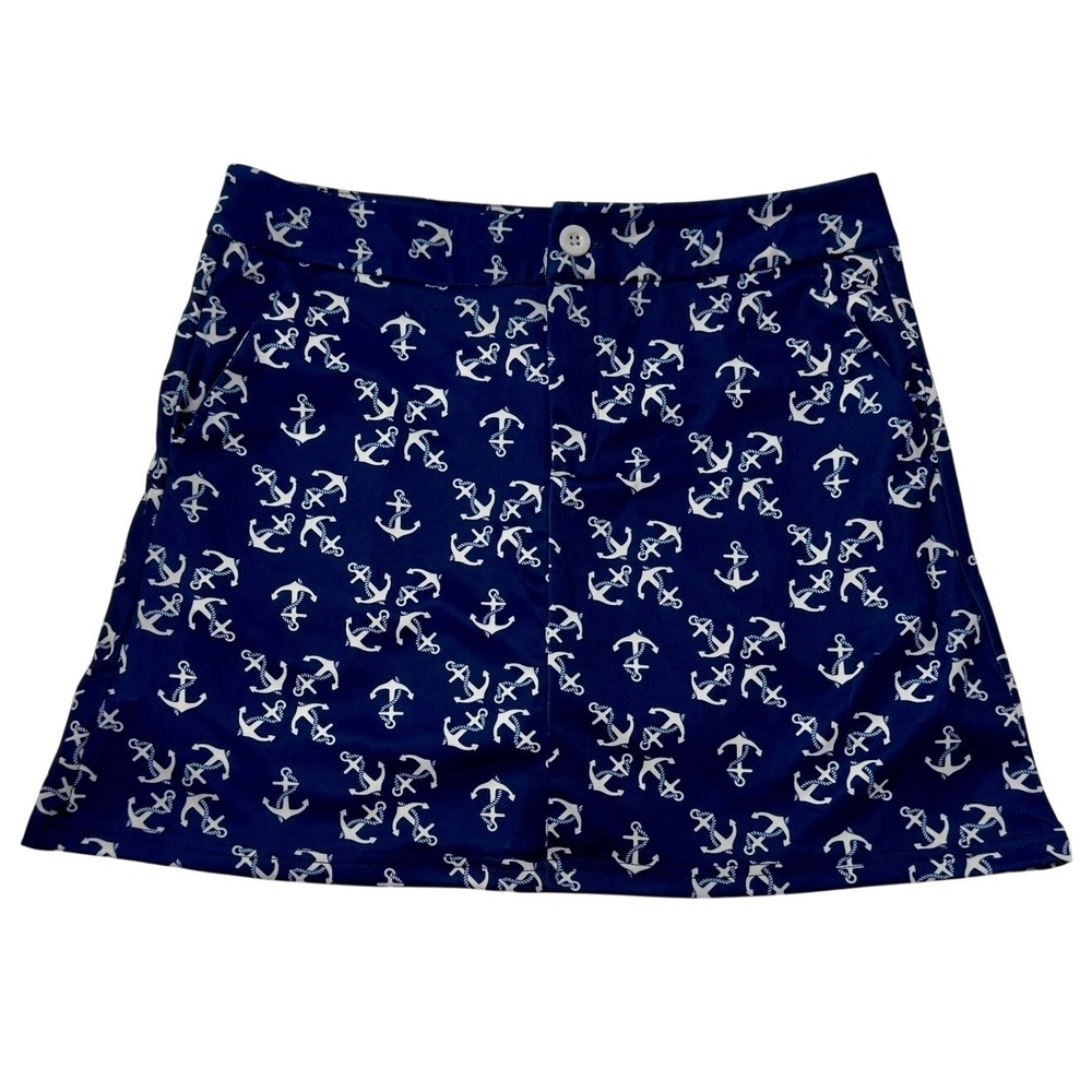 Top‎ it Off Womens Skirt Size S Navy White Anchor Print ALine Casual Golf Skort